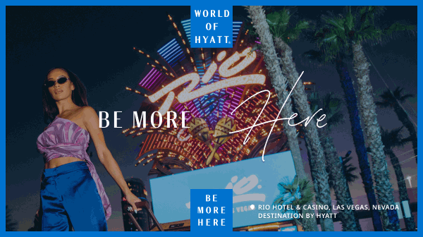 Be More Here. An animated image of the Rio Hotel & Casino Las Vegas, NV