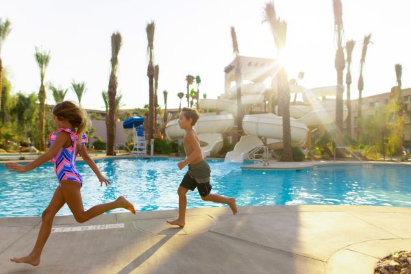 Children playing by the pool